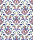 Vintage seamless damask pattern. Colorful Tile in turkish style. Hand drawn floral background. Wallpaper in Victorian style.